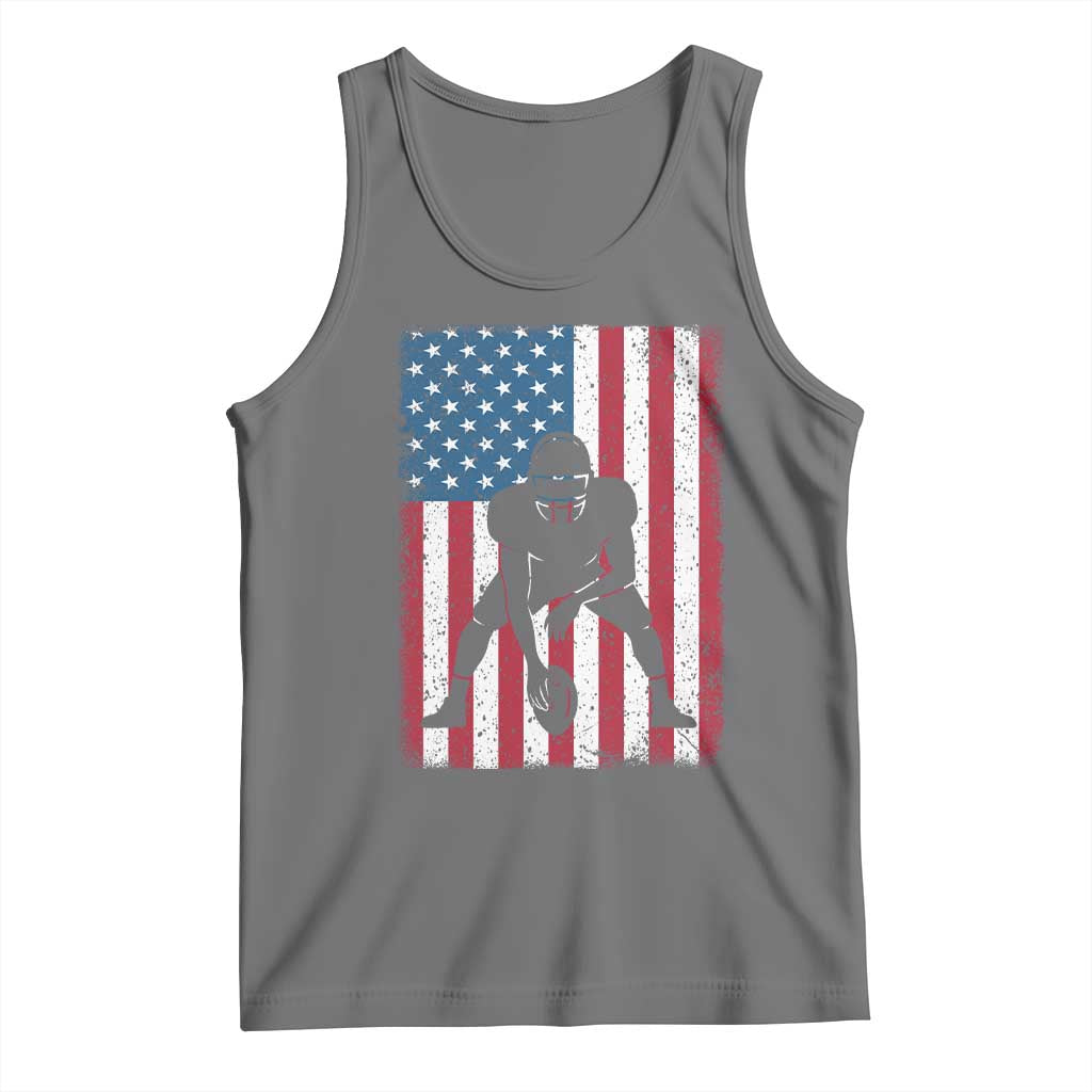 American Flag Football Tank Top Cool Distressed Vintage Patriotic Football Player TS10 Black Heather Print Your Wear
