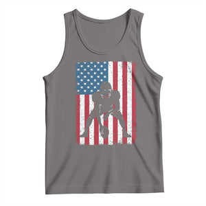 American Flag Football Tank Top Cool Distressed Vintage Patriotic Football Player TS10 Deep Heather Print Your Wear