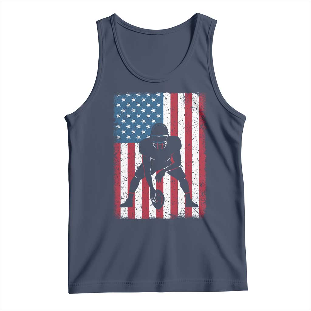 American Flag Football Tank Top Cool Distressed Vintage Patriotic Football Player TS10 Navy Print Your Wear