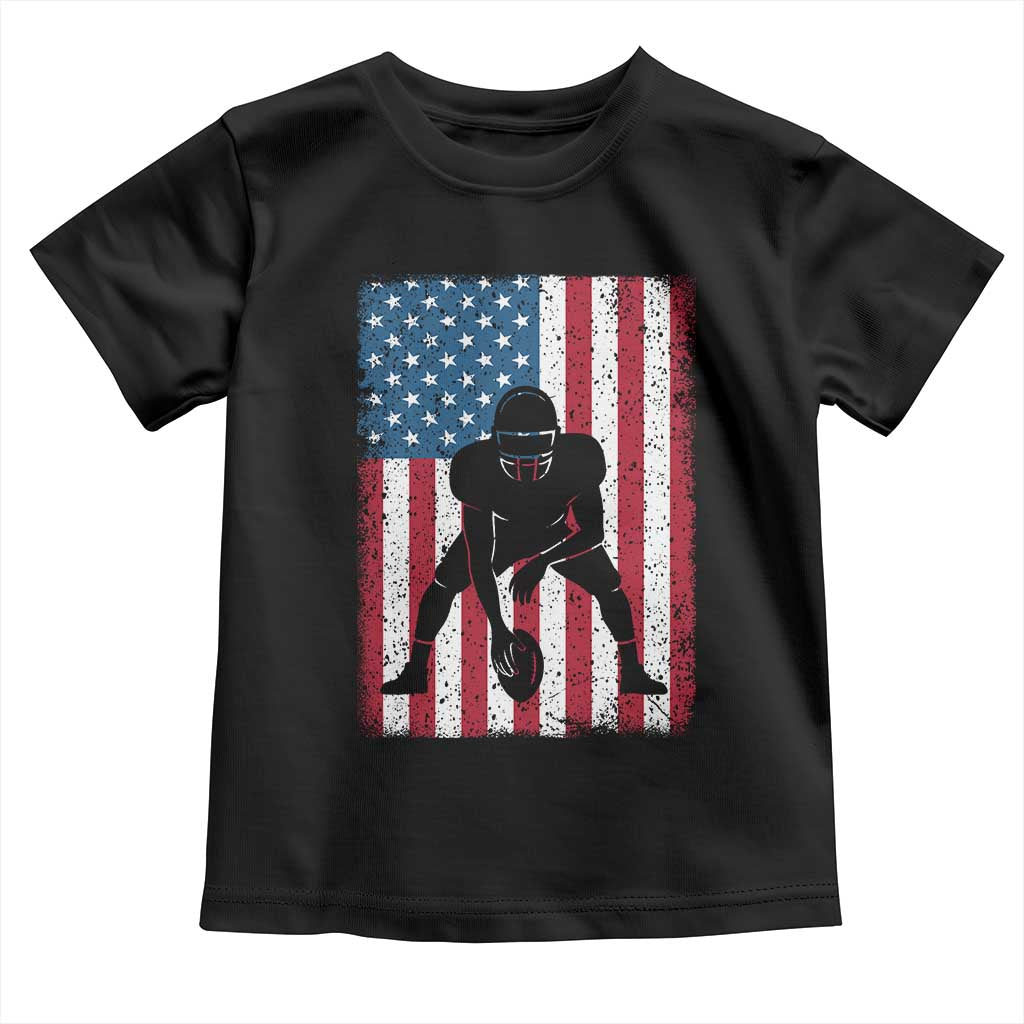 American Flag Football Toddler T Shirt Cool Distressed Vintage Patriotic Football Player TS10 Black Print Your Wear