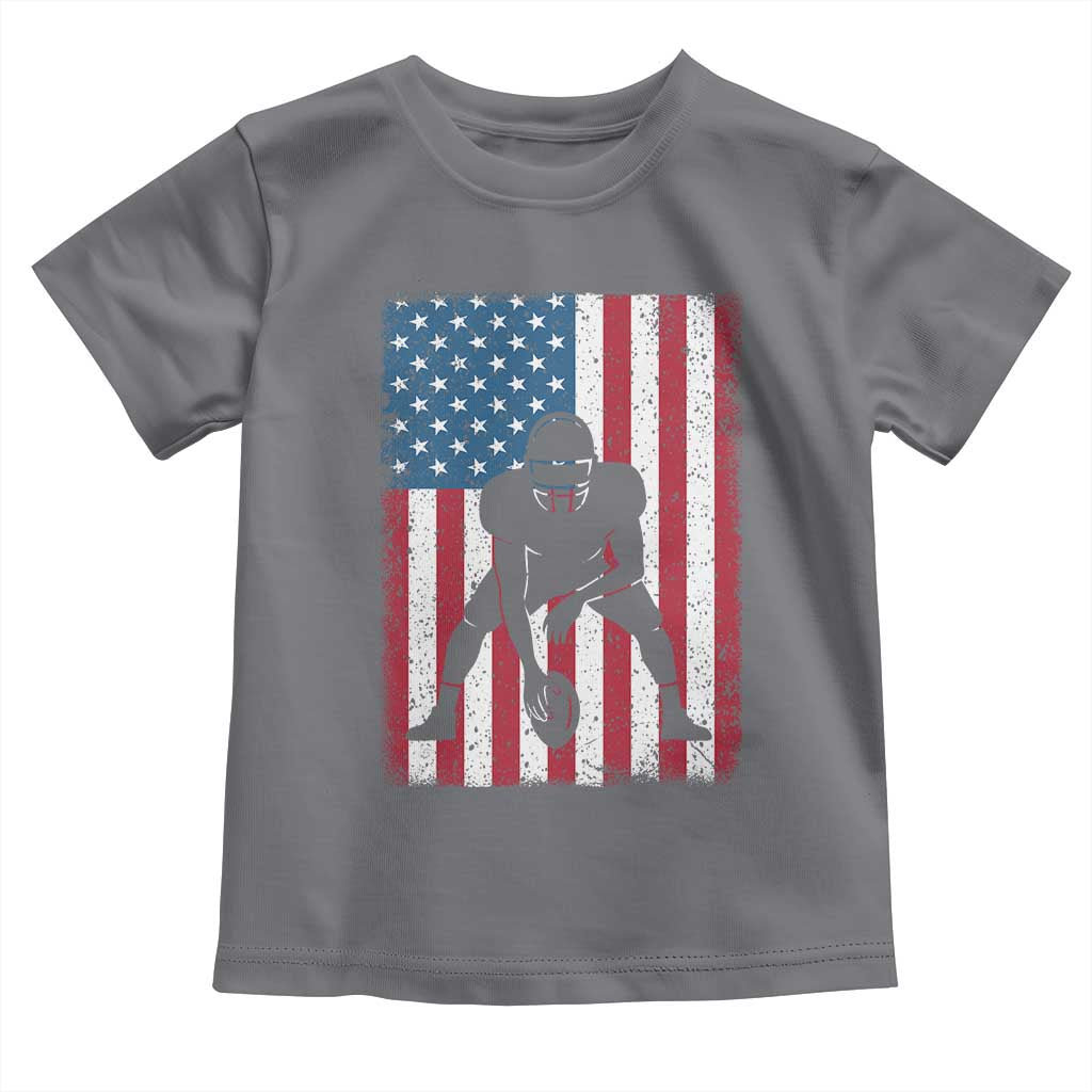 American Flag Football Toddler T Shirt Cool Distressed Vintage Patriotic Football Player TS10 Charcoal Print Your Wear