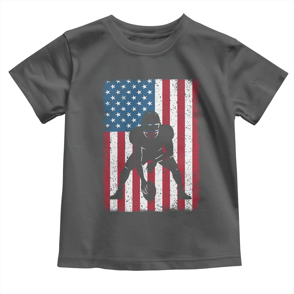 American Flag Football Toddler T Shirt Cool Distressed Vintage Patriotic Football Player TS10 Dark Heather Print Your Wear