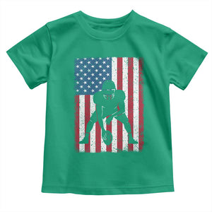 American Flag Football Toddler T Shirt Cool Distressed Vintage Patriotic Football Player TS10 Irish Green Print Your Wear