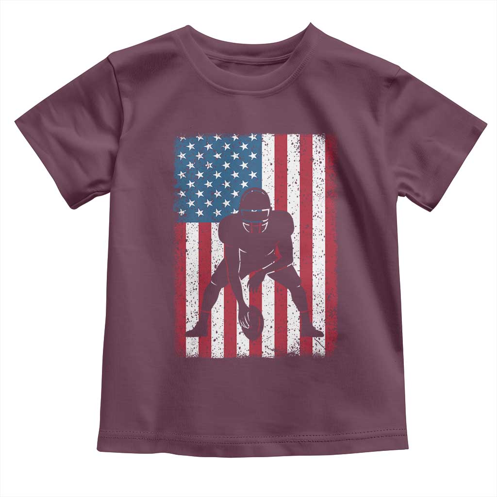 American Flag Football Toddler T Shirt Cool Distressed Vintage Patriotic Football Player TS10 Maroon Print Your Wear