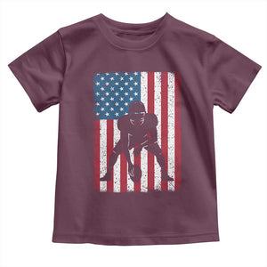 American Flag Football Toddler T Shirt Cool Distressed Vintage Patriotic Football Player TS10 Maroon Print Your Wear