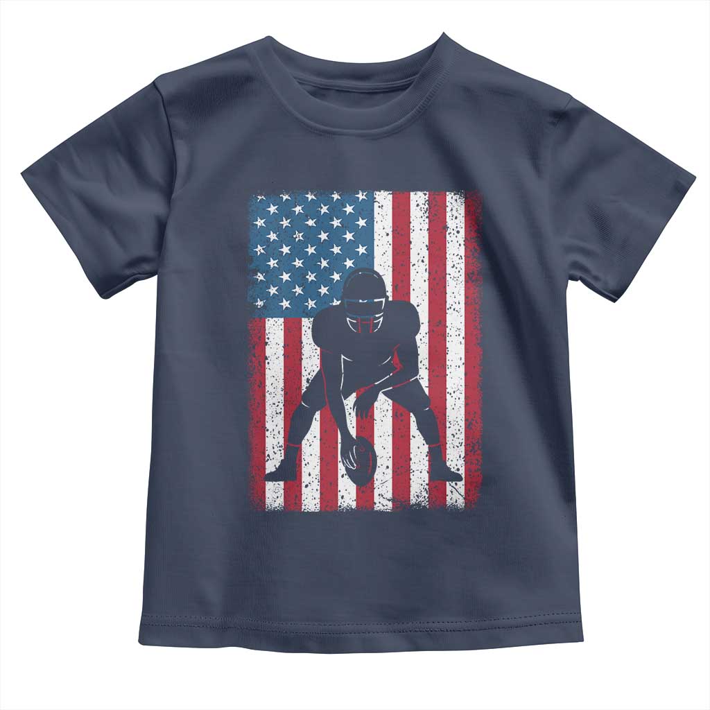 American Flag Football Toddler T Shirt Cool Distressed Vintage Patriotic Football Player TS10 Navy Print Your Wear