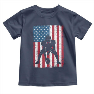 American Flag Football Toddler T Shirt Cool Distressed Vintage Patriotic Football Player TS10 Navy Print Your Wear