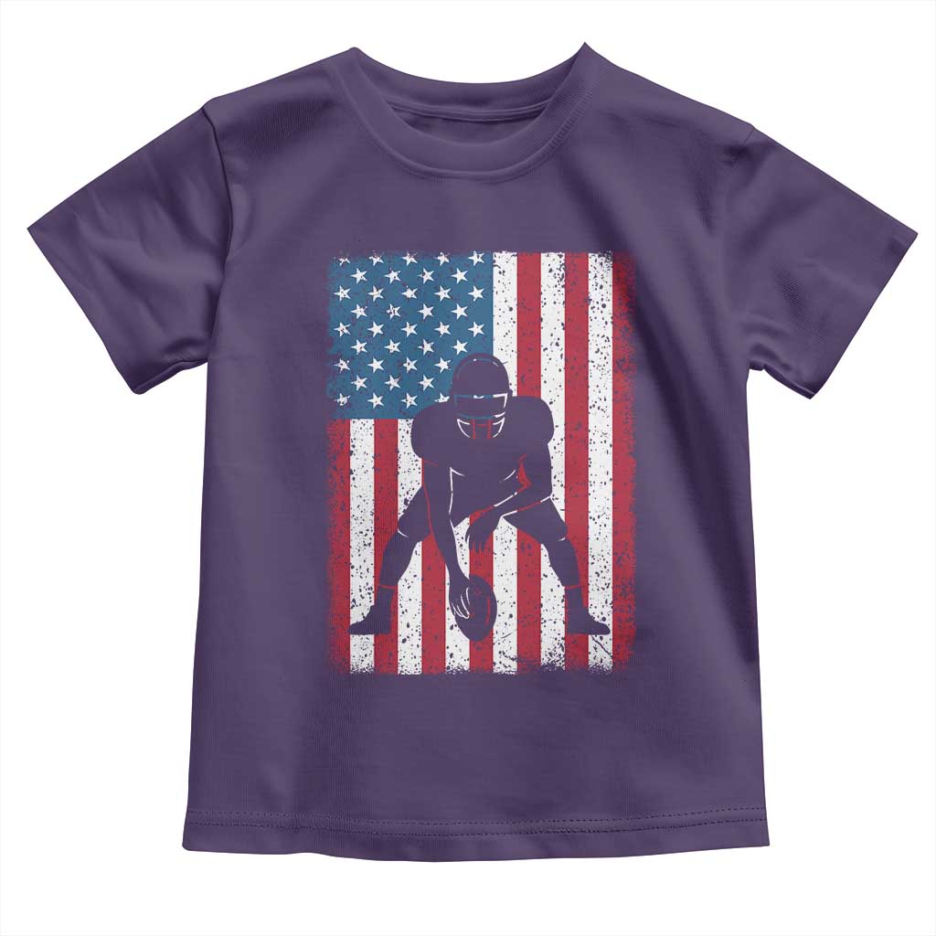 American Flag Football Toddler T Shirt Cool Distressed Vintage Patriotic Football Player TS10 Purple Print Your Wear