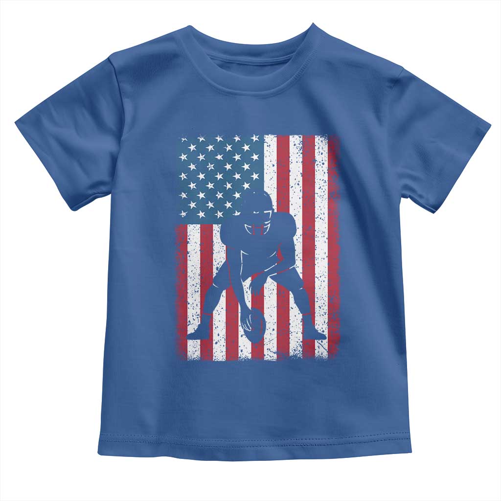 American Flag Football Toddler T Shirt Cool Distressed Vintage Patriotic Football Player TS10 Royal Blue Print Your Wear