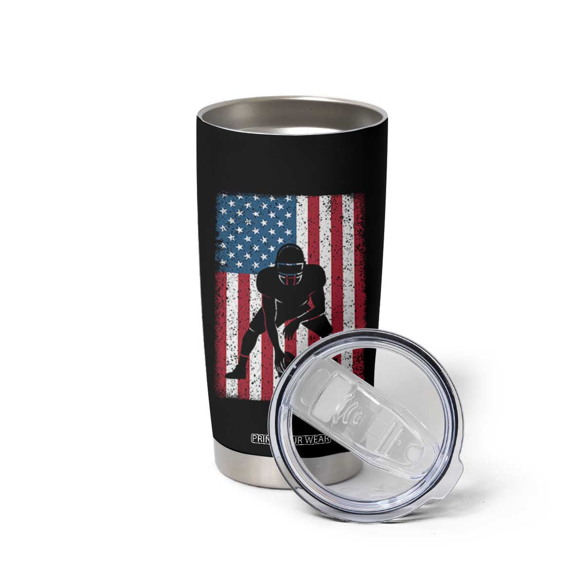 American Flag Football Tumbler Cup Cool Distressed Vintage Patriotic Football Player TS10 Print Your Wear