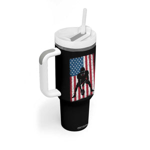 American Flag Football Tumbler With Handle Cool Distressed Vintage Patriotic Football Player TS10 Print Your Wear