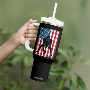 American Flag Football Tumbler With Handle Cool Distressed Vintage Patriotic Football Player TS10 Print Your Wear