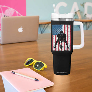 American Flag Football Tumbler With Handle Cool Distressed Vintage Patriotic Football Player TS10 Print Your Wear