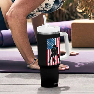 American Flag Football Tumbler With Handle Cool Distressed Vintage Patriotic Football Player TS10 Print Your Wear