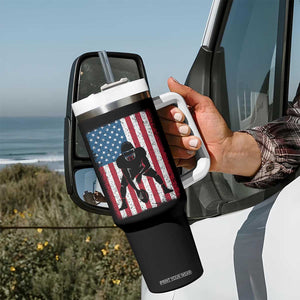 American Flag Football Tumbler With Handle Cool Distressed Vintage Patriotic Football Player TS10 Print Your Wear