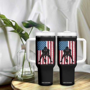 American Flag Football Tumbler With Handle Cool Distressed Vintage Patriotic Football Player TS10 Print Your Wear