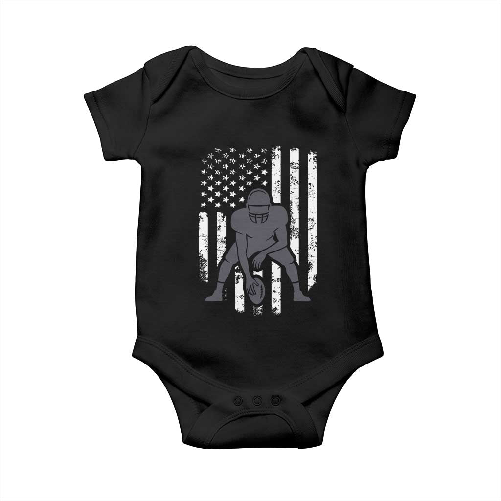 Football Player American Flag Baby Onesie Cool Distressed Vintage Patriotic TS10 Black Print Your Wear