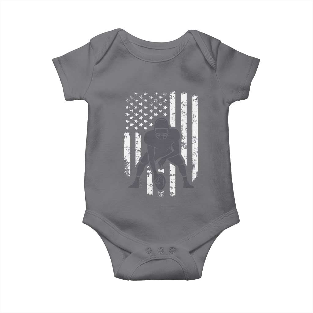 Football Player American Flag Baby Onesie Cool Distressed Vintage Patriotic TS10 Charcoal Print Your Wear