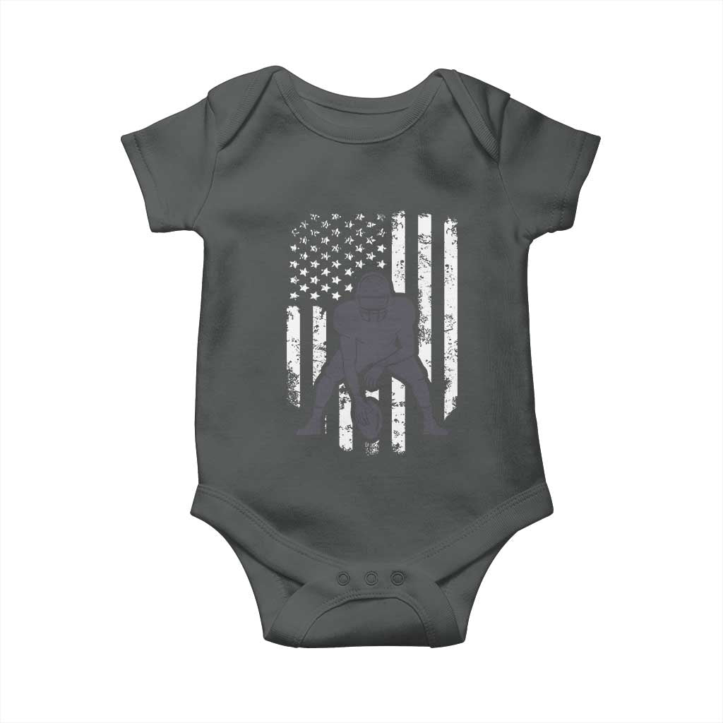 Football Player American Flag Baby Onesie Cool Distressed Vintage Patriotic TS10 Dark Heather Print Your Wear