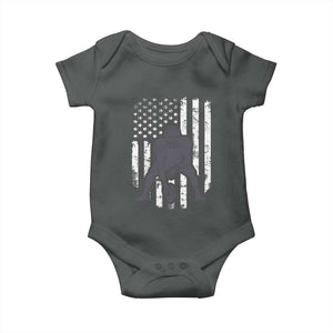 Football Player American Flag Baby Onesie Cool Distressed Vintage Patriotic TS10 Dark Heather Print Your Wear