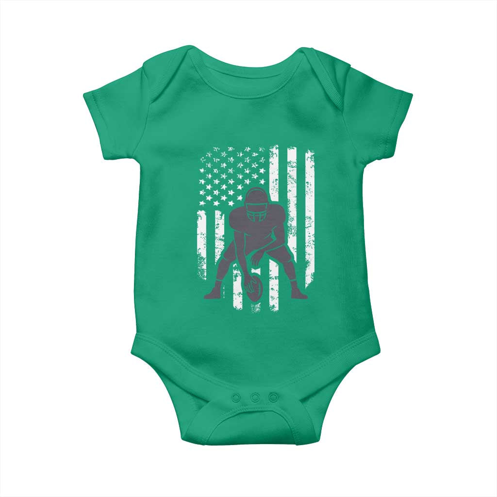 Football Player American Flag Baby Onesie Cool Distressed Vintage Patriotic TS10 Irish Green Print Your Wear