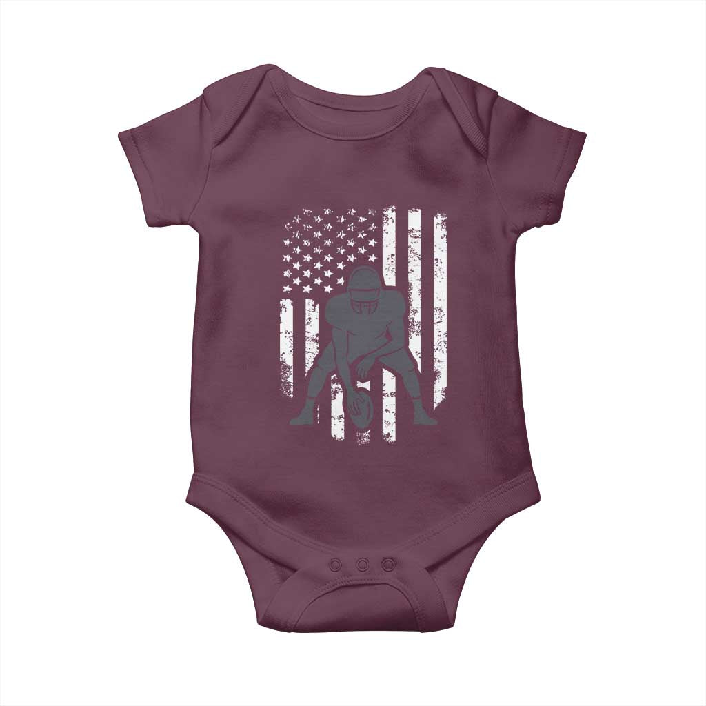 Football Player American Flag Baby Onesie Cool Distressed Vintage Patriotic TS10 Maroon Print Your Wear