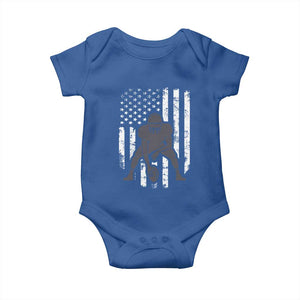 Football Player American Flag Baby Onesie Cool Distressed Vintage Patriotic TS10 Royal Blue Print Your Wear