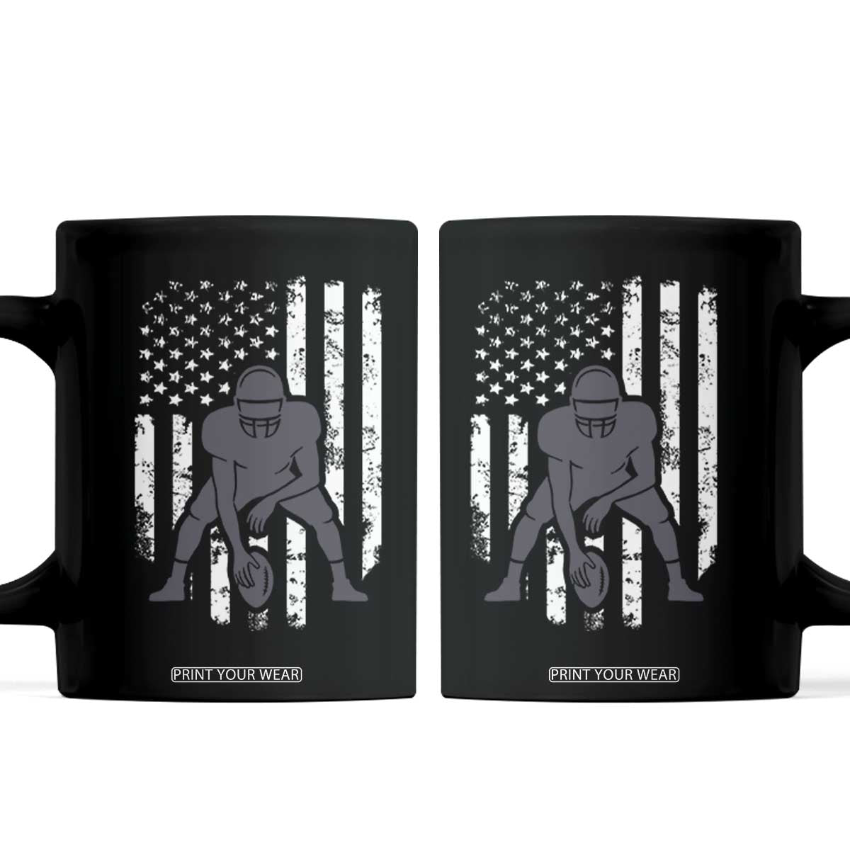 Football Player American Flag Coffee Mug Cool Distressed Vintage Patriotic TS10 Black Print Your Wear