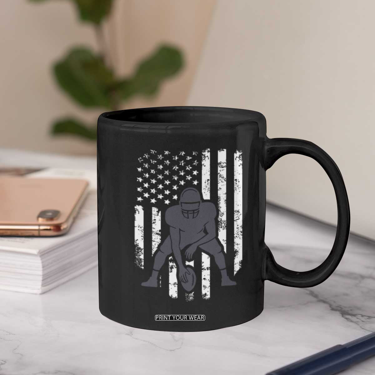 Football Player American Flag Coffee Mug Cool Distressed Vintage Patriotic TS10 Print Your Wear