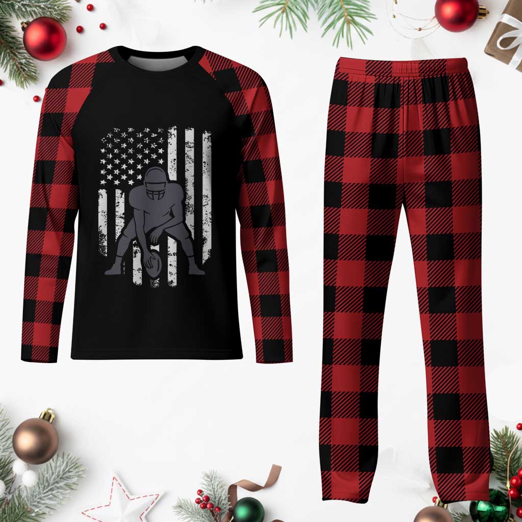 Football Player American Flag Plaid Pajama Set Cool Distressed Vintage Patriotic TS10 Buffalo Plaid Print Your Wear