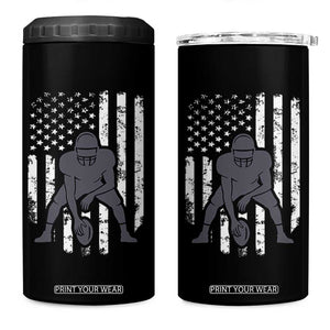 Football Player American Flag 4 in 1 Can Cooler Tumbler Cool Distressed Vintage Patriotic TS10 One Size: 16 oz Black Print Your Wear