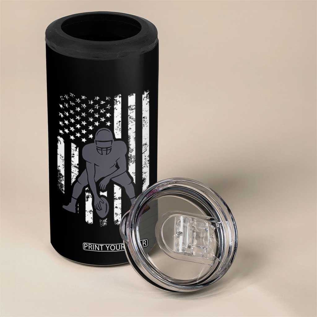 Football Player American Flag 4 in 1 Can Cooler Tumbler Cool Distressed Vintage Patriotic TS10 Print Your Wear