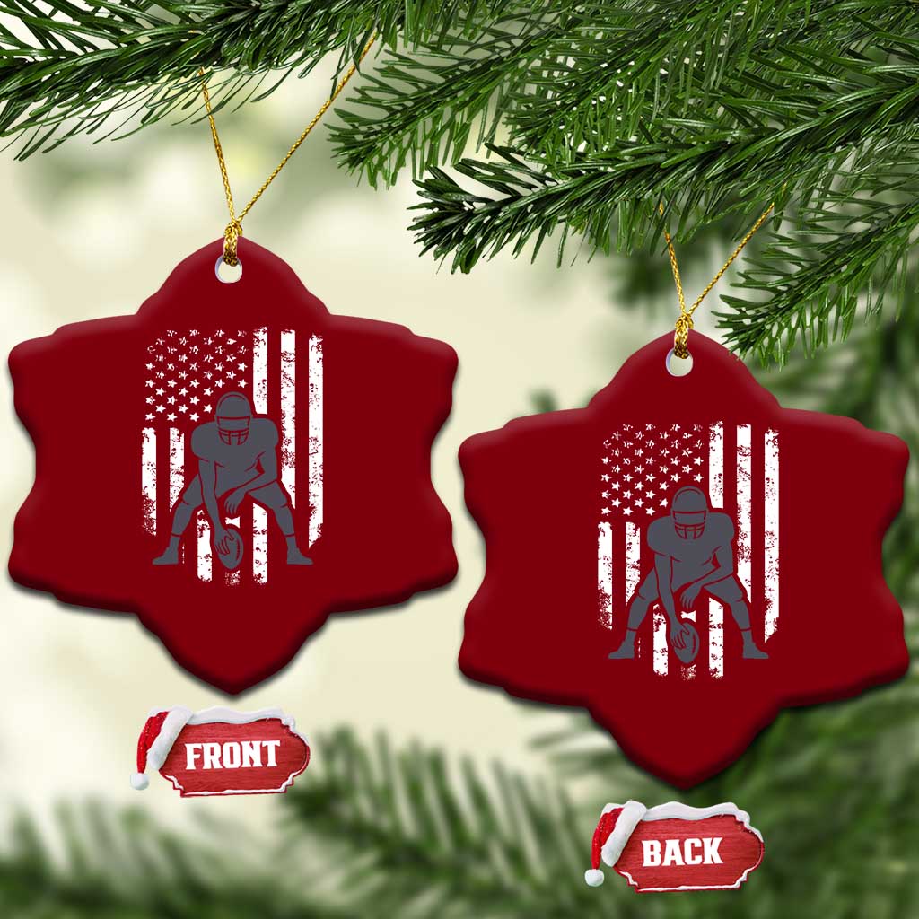 Football Player American Flag Ceramic Ornament Cool Distressed Vintage Patriotic TS10 Print Your Wear