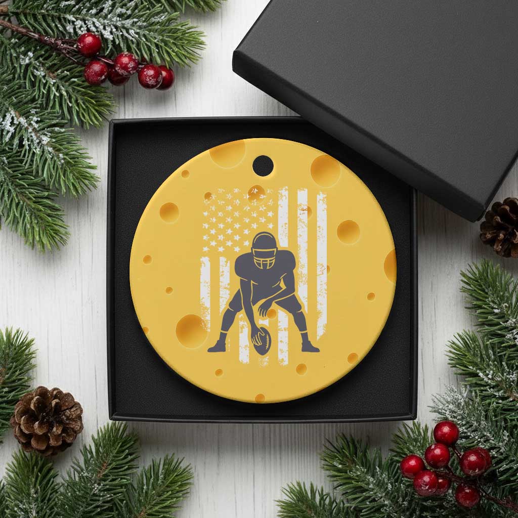 Football Player American Flag Ceramic Ornament Cool Distressed Vintage Patriotic TS10 1pc Yellow Cheese Print Your Wear