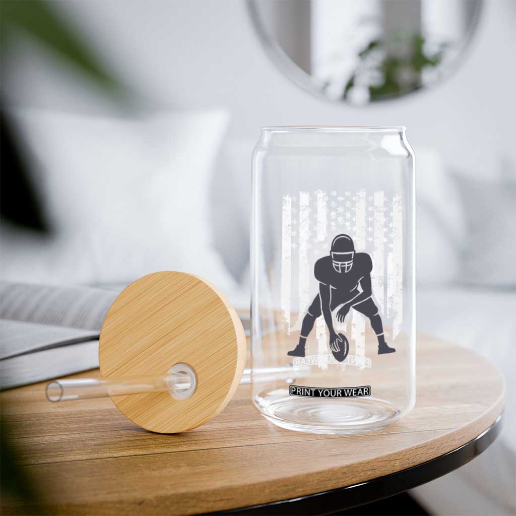 Football Player American Flag Glass Can Cool Distressed Vintage Patriotic TS10 Print Your Wear