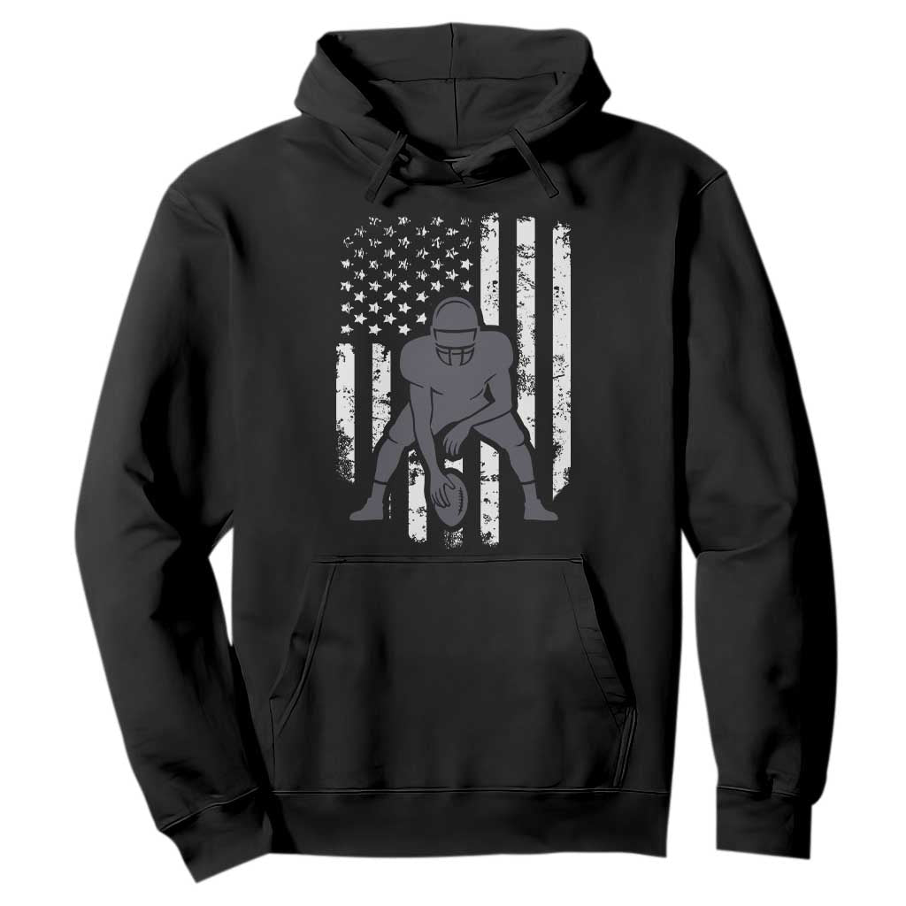 Football Player American Flag Hoodie Cool Distressed Vintage Patriotic - Print Your Wear