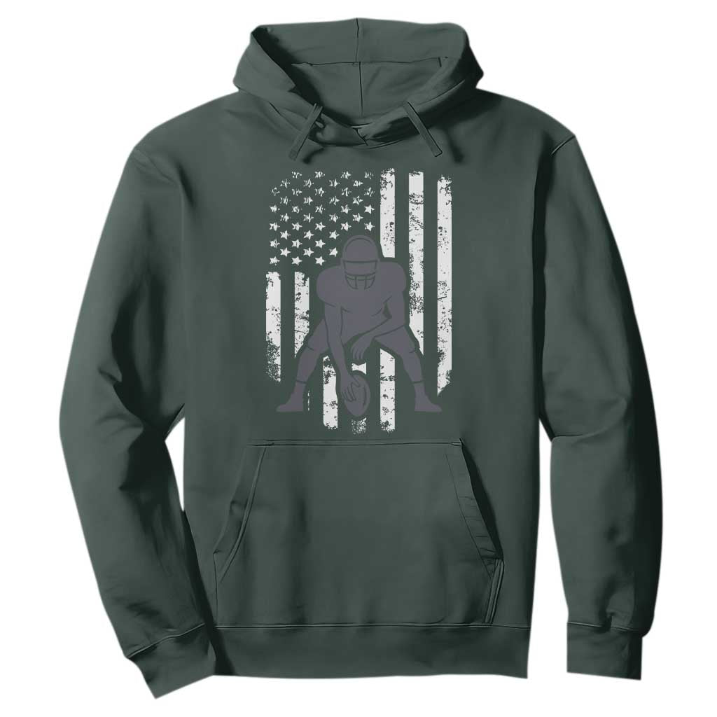 Football Player American Flag Hoodie Cool Distressed Vintage Patriotic TS10 Dark Forest Green Print Your Wear