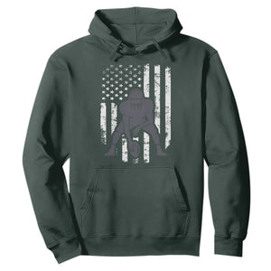 Football Player American Flag Hoodie Cool Distressed Vintage Patriotic TS10 Dark Forest Green Print Your Wear