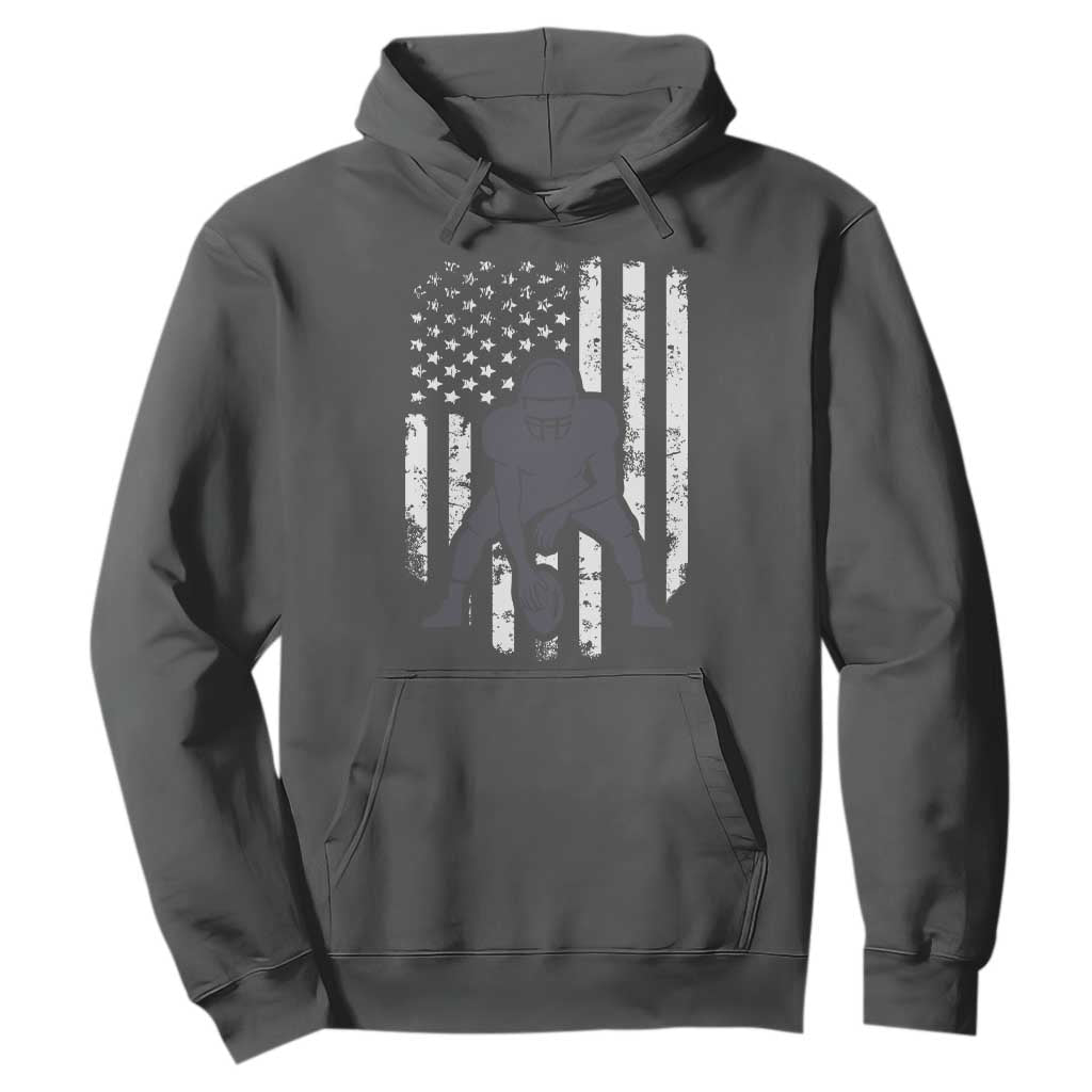 Football Player American Flag Hoodie Cool Distressed Vintage Patriotic TS10 Dark Heather Print Your Wear