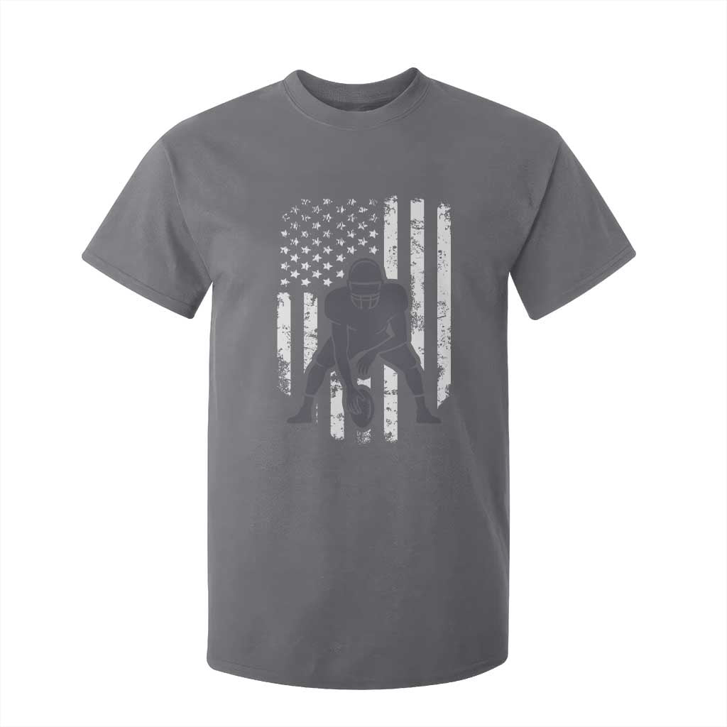 Football Player American Flag T Shirt For Kid Cool Distressed Vintage Patriotic TS10 Charcoal Print Your Wear