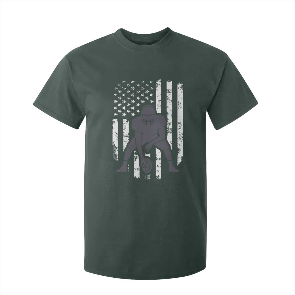 Football Player American Flag T Shirt For Kid Cool Distressed Vintage Patriotic TS10 Dark Forest Green Print Your Wear