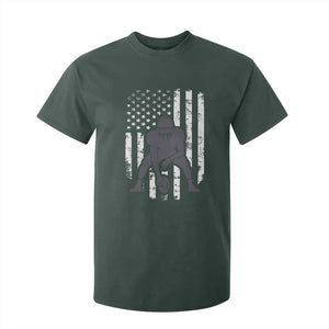 Football Player American Flag T Shirt For Kid Cool Distressed Vintage Patriotic TS10 Dark Forest Green Print Your Wear