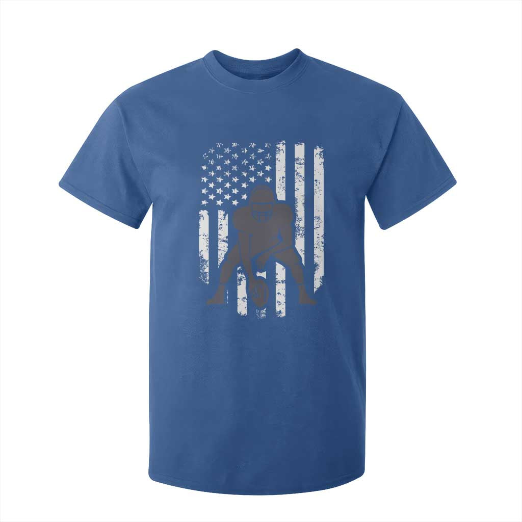 Football Player American Flag T Shirt For Kid Cool Distressed Vintage Patriotic TS10 Royal Blue Print Your Wear