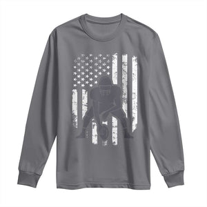 Football Player American Flag Long Sleeve Shirt Cool Distressed Vintage Patriotic TS10 Charcoal Print Your Wear