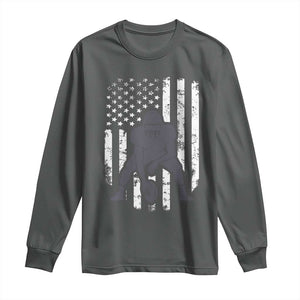 Football Player American Flag Long Sleeve Shirt Cool Distressed Vintage Patriotic TS10 Dark Heather Print Your Wear