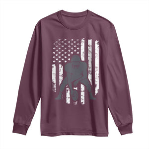 Football Player American Flag Long Sleeve Shirt Cool Distressed Vintage Patriotic TS10 Maroon Print Your Wear