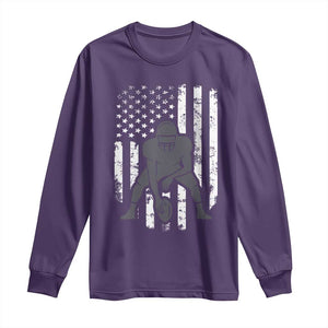 Football Player American Flag Long Sleeve Shirt Cool Distressed Vintage Patriotic TS10 Purple Print Your Wear