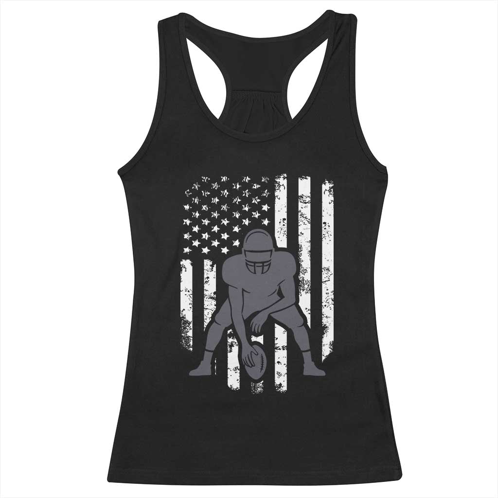 Football Player American Flag Racerback Tank Top Cool Distressed Vintage Patriotic - Print Your Wear