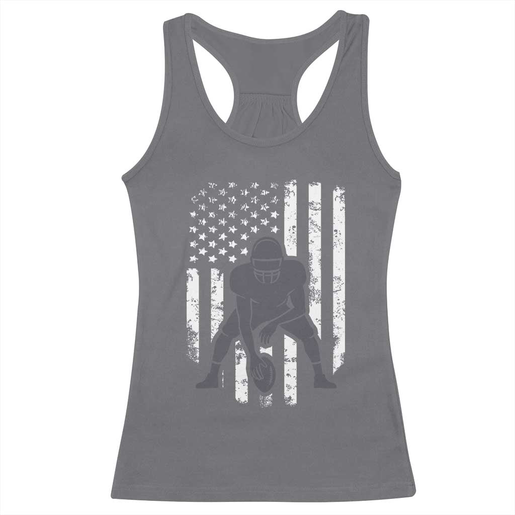 Football Player American Flag Racerback Tank Top Cool Distressed Vintage Patriotic TS10 Charcoal Print Your Wear
