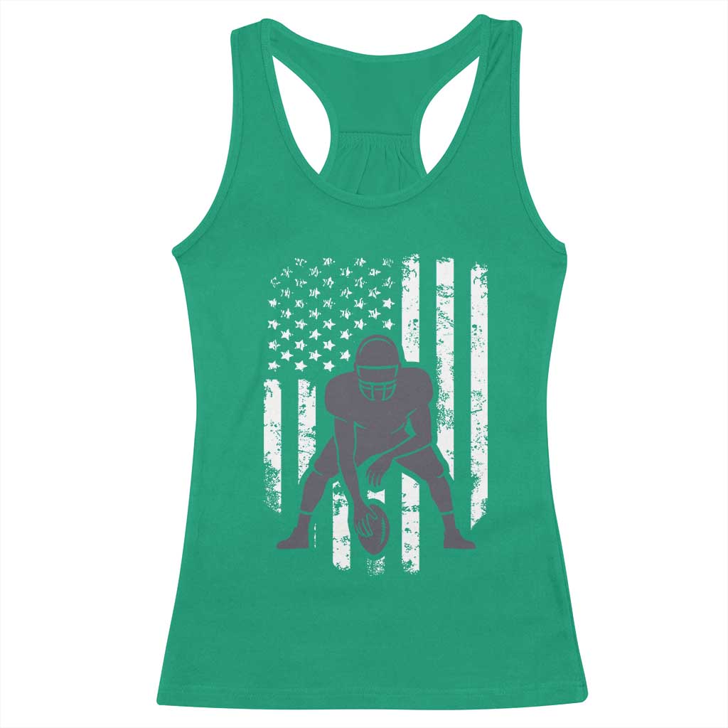 Football Player American Flag Racerback Tank Top Cool Distressed Vintage Patriotic TS10 Irish Green Print Your Wear